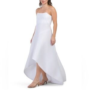 Issue New York Strapless High Low Gown White Formal Dress Small | Glam Party NWT